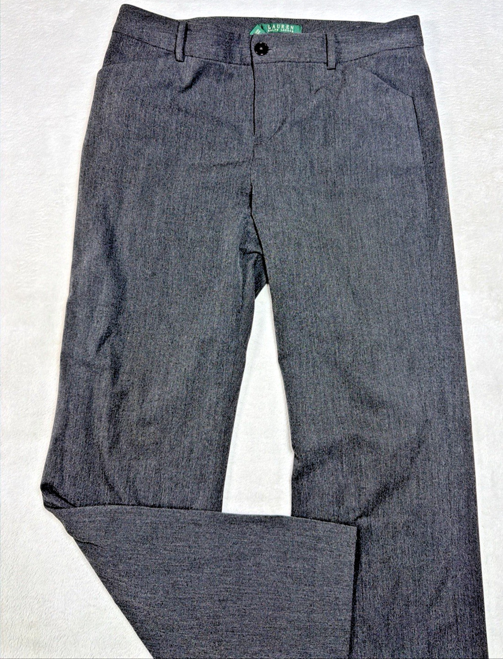 Lauren Ralph Lauren Jacie Trousers Charcoal Grey Wide Leg Pants Workwear Sz 10
